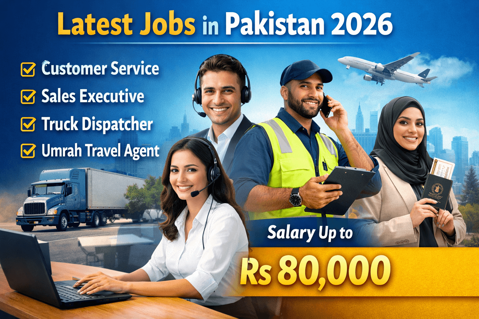 Customer service, sales executive, truck dispatcher, and call center job opportunities in Pakistan 2026